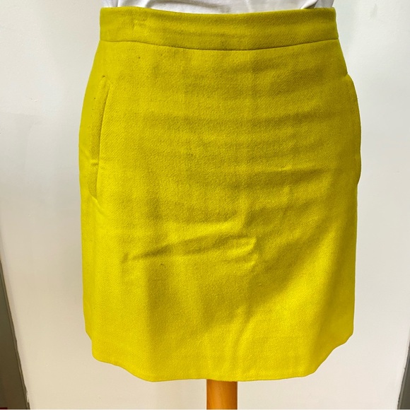 J. Crew Chartreuse Wool Mini Skirt - Picture 5 of 9